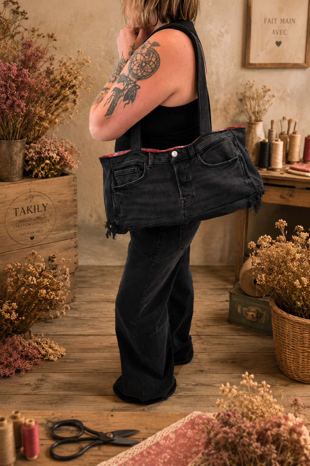 Le Brooklyn Street – Sac Upcyclé en Jean Noir