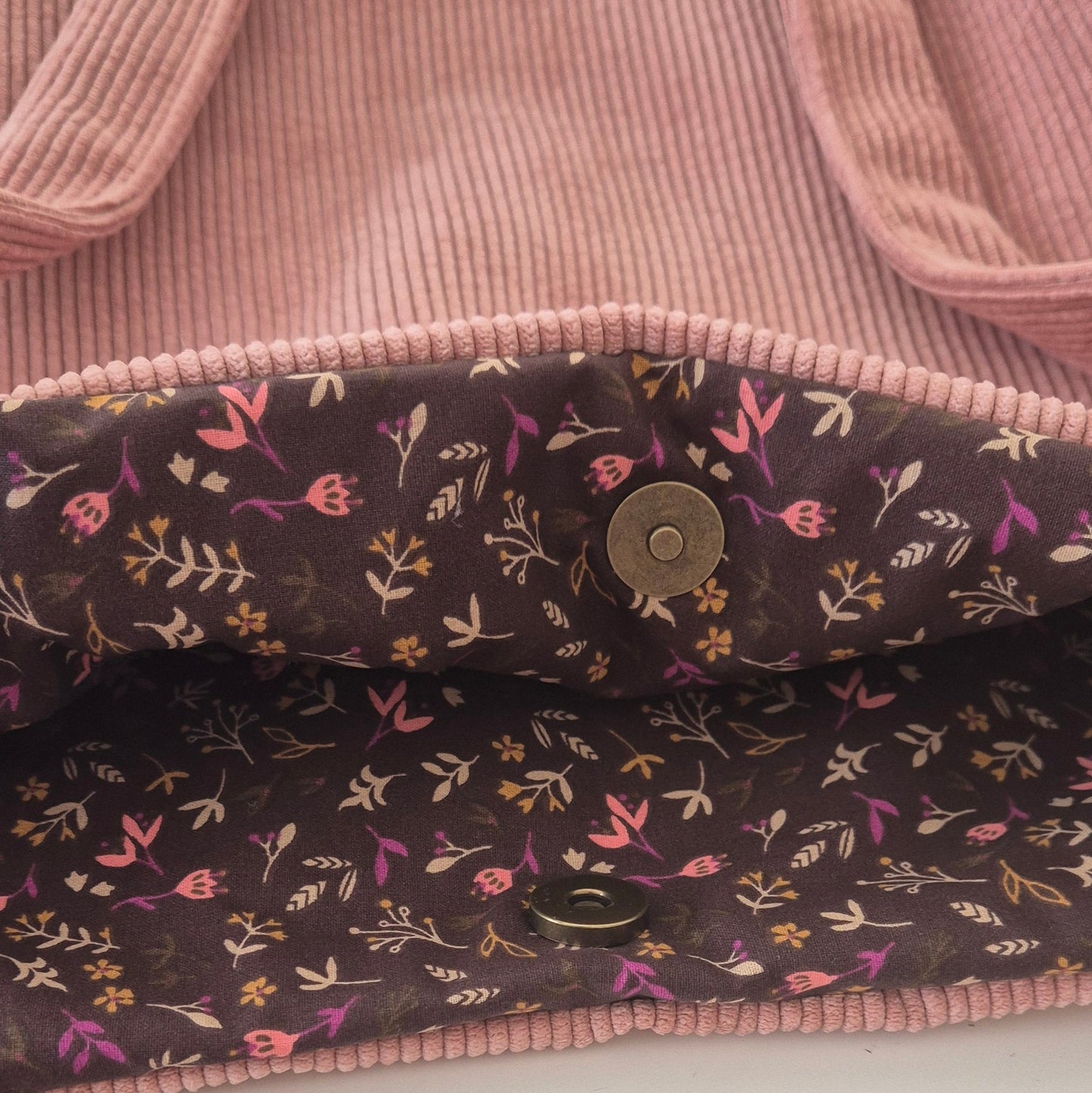 Kyoto Abélia — Tote bag en velours côtelé rose poudré | Pièce unique