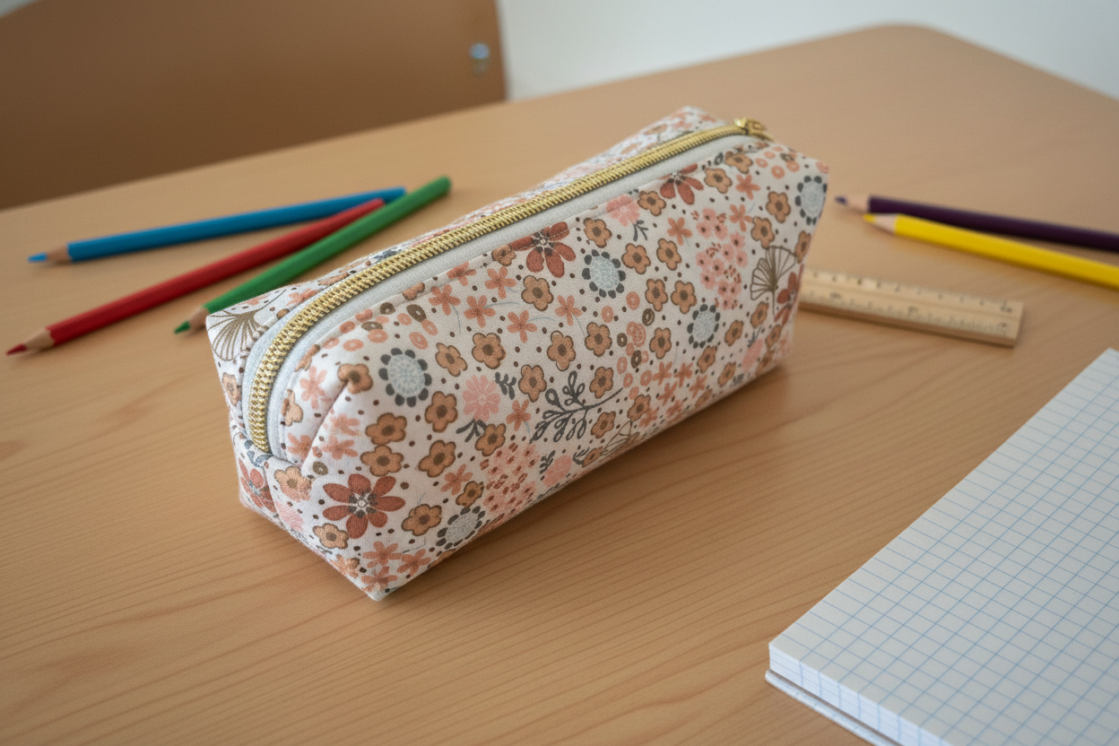 Lot Fin d'année – Trousse fleurie + Porte-clé personnalisé
