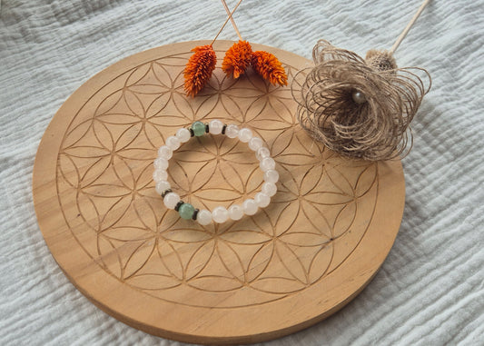 Bracelet "Douceur & Harmonie" – Quartz Rose, Aventurine & Jade Blanc