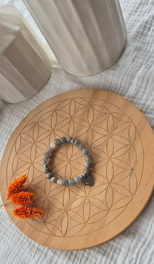 Bracelet "Magie & Douceur" – Labradorite AAA & Quartz Rose