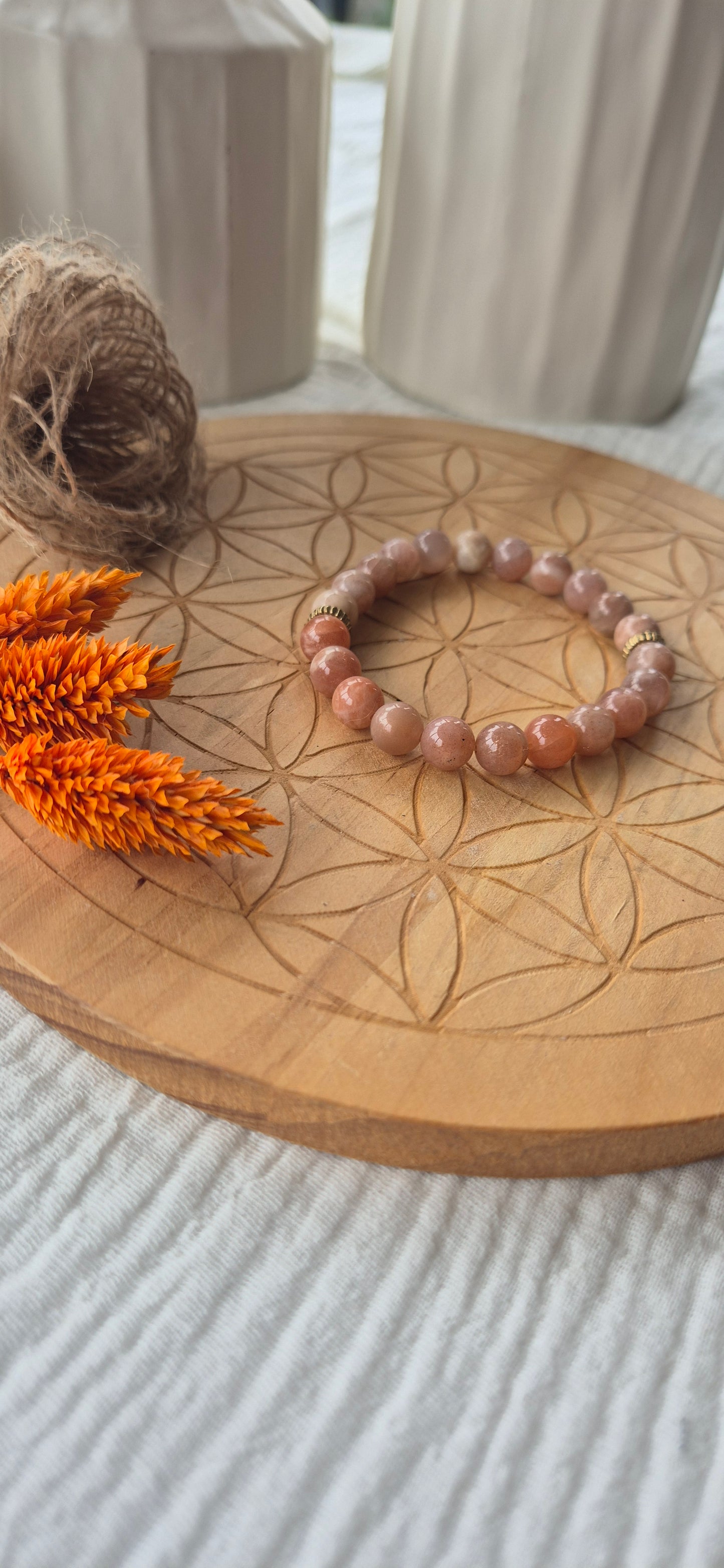 "Sun & Moon" Bracelet – Sunstone & Pink Moonstone