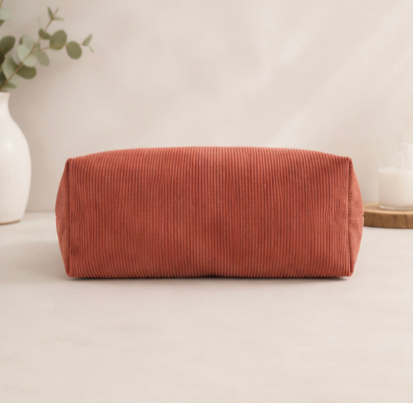 Kyoto Aki — Tote bag en velours côtelé terracotta | Pièce unique