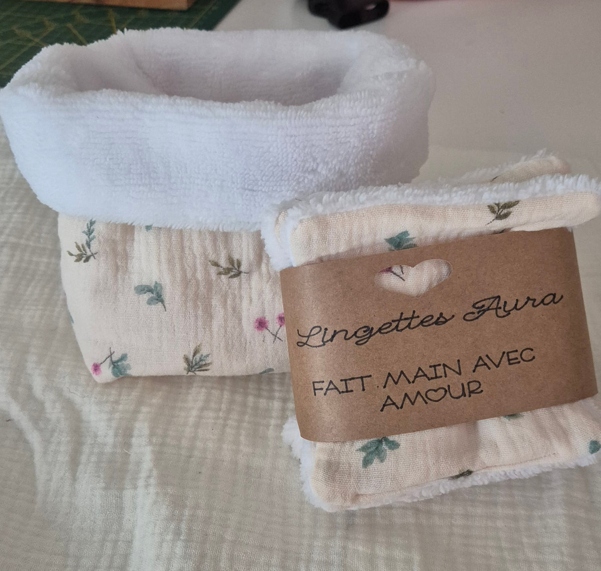 Lingettes Aura + Panière Romy — Petites Fleurs