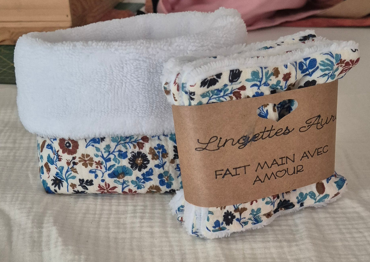 Lingettes Aura + Panière Romy — Jardin Bohème