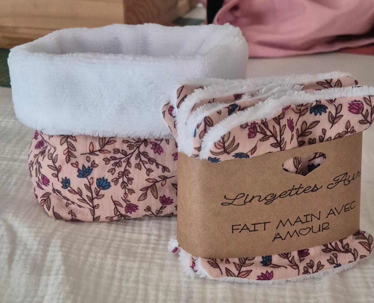 Lingettes Aura + Panière Romy — Douceur Fleurie
