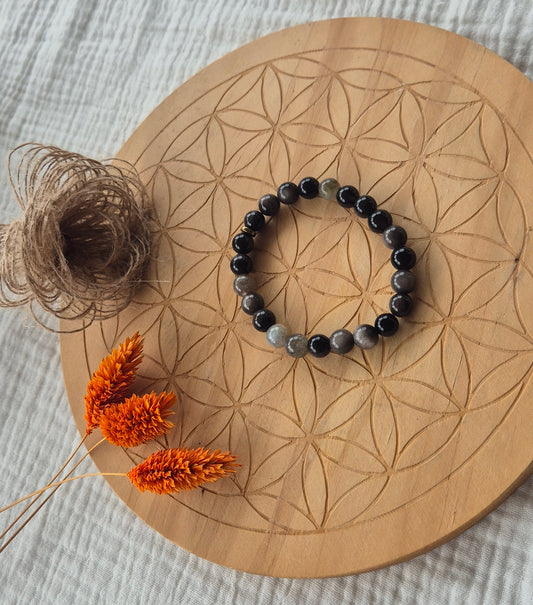 Bracelet "Force & Lumière" – Tourmaline & Labradorite AAA