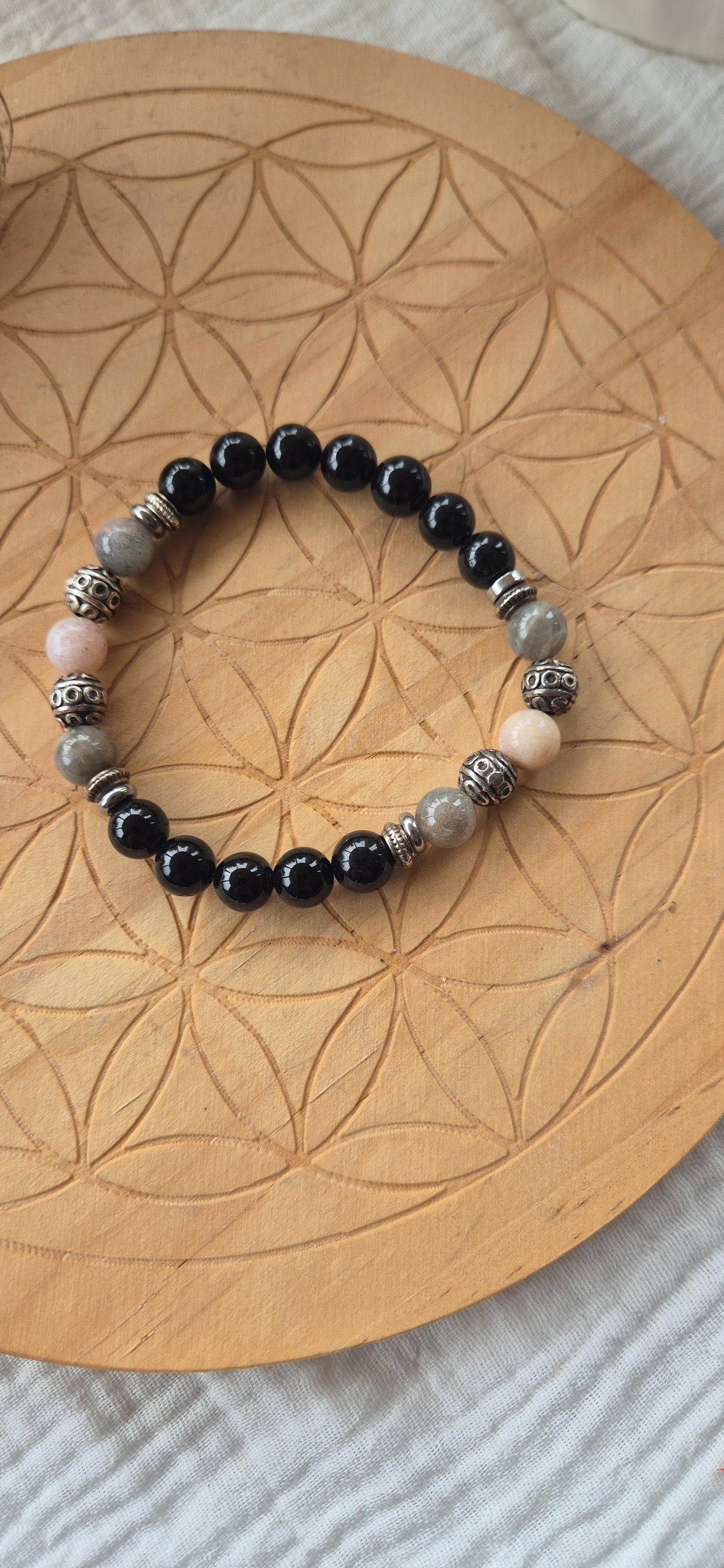 "Anchor & Light" Bracelet – Tourmaline, AAA Labradorite & Moonstone