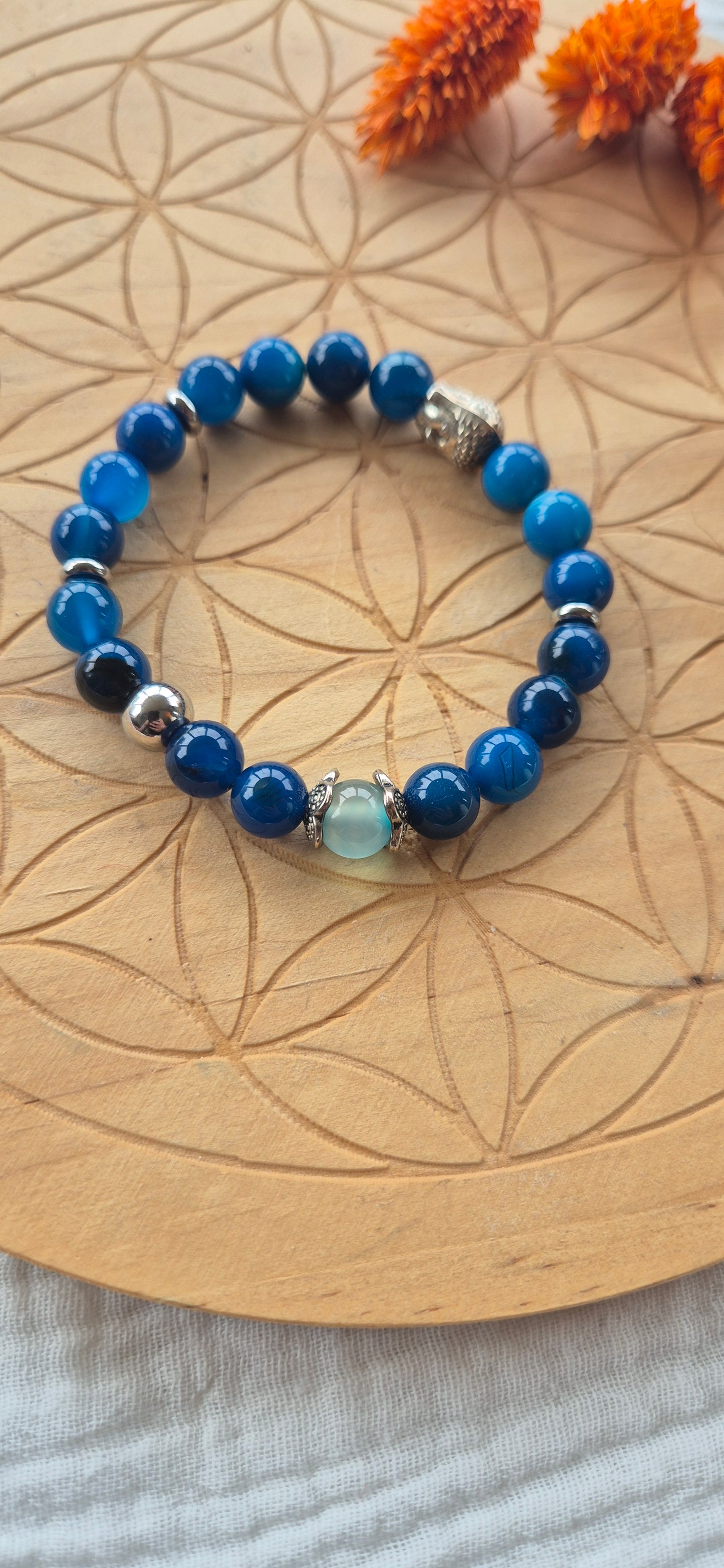 "Depth & Wisdom" Bracelet – Blue Apatite, Amazonite & Buddha