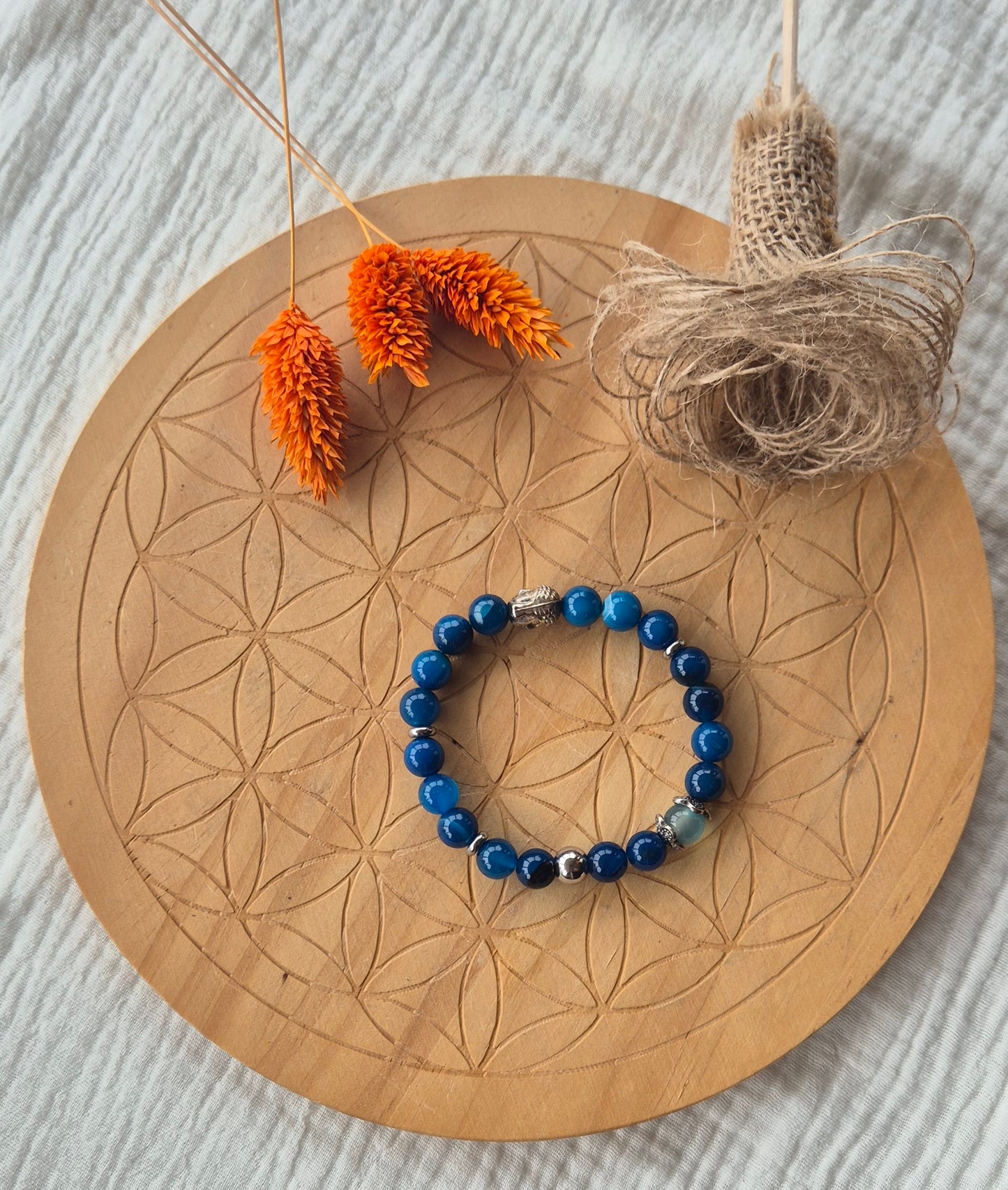 "Depth & Wisdom" Bracelet – Blue Apatite, Amazonite & Buddha