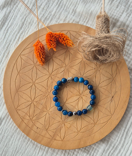 Bracelet "Profondeur & Sagésse" – Apatite Bleue, Amazonite & Bouddha