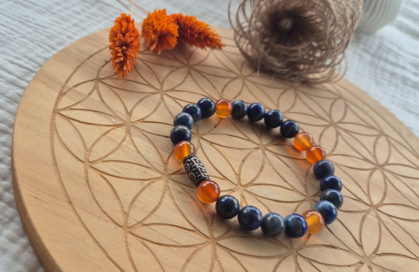 "Audacity & Intuition" Bracelet – Lapis Lazuli & Carnelian